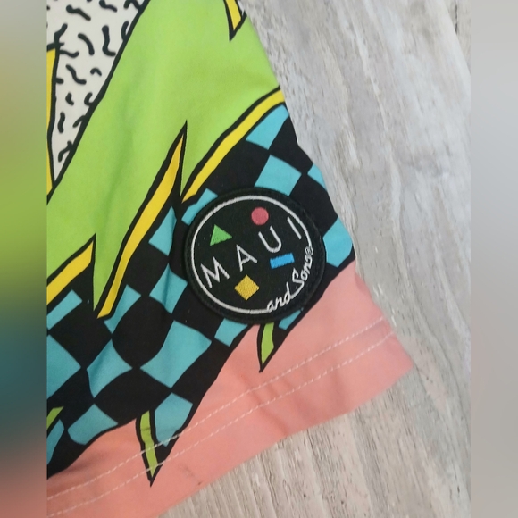 Maui and Sons mens rad 80's style swim trunks shorts size small - Picture 3 of 5